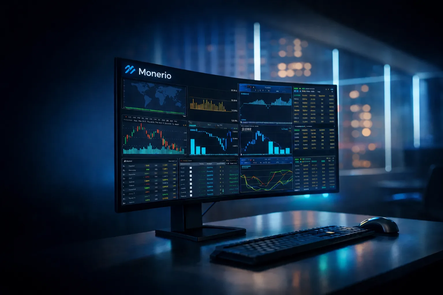 Monerio Trading Dashboard mit Live-Charts und Gewinnübersicht